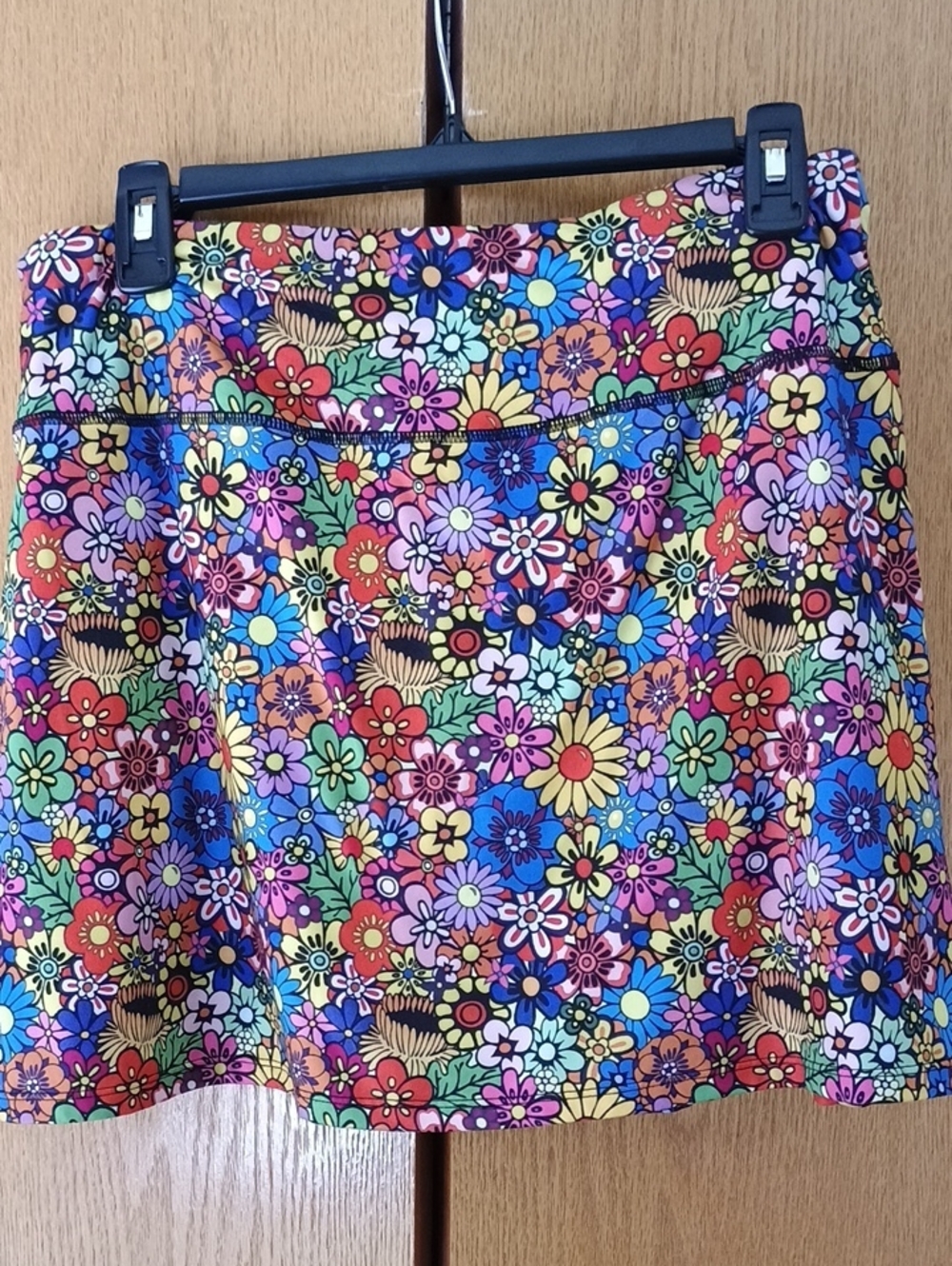 Fulbelle Women's Skort/Tennis Skirt Colorful Floral, Back Zipper Pocket Size L